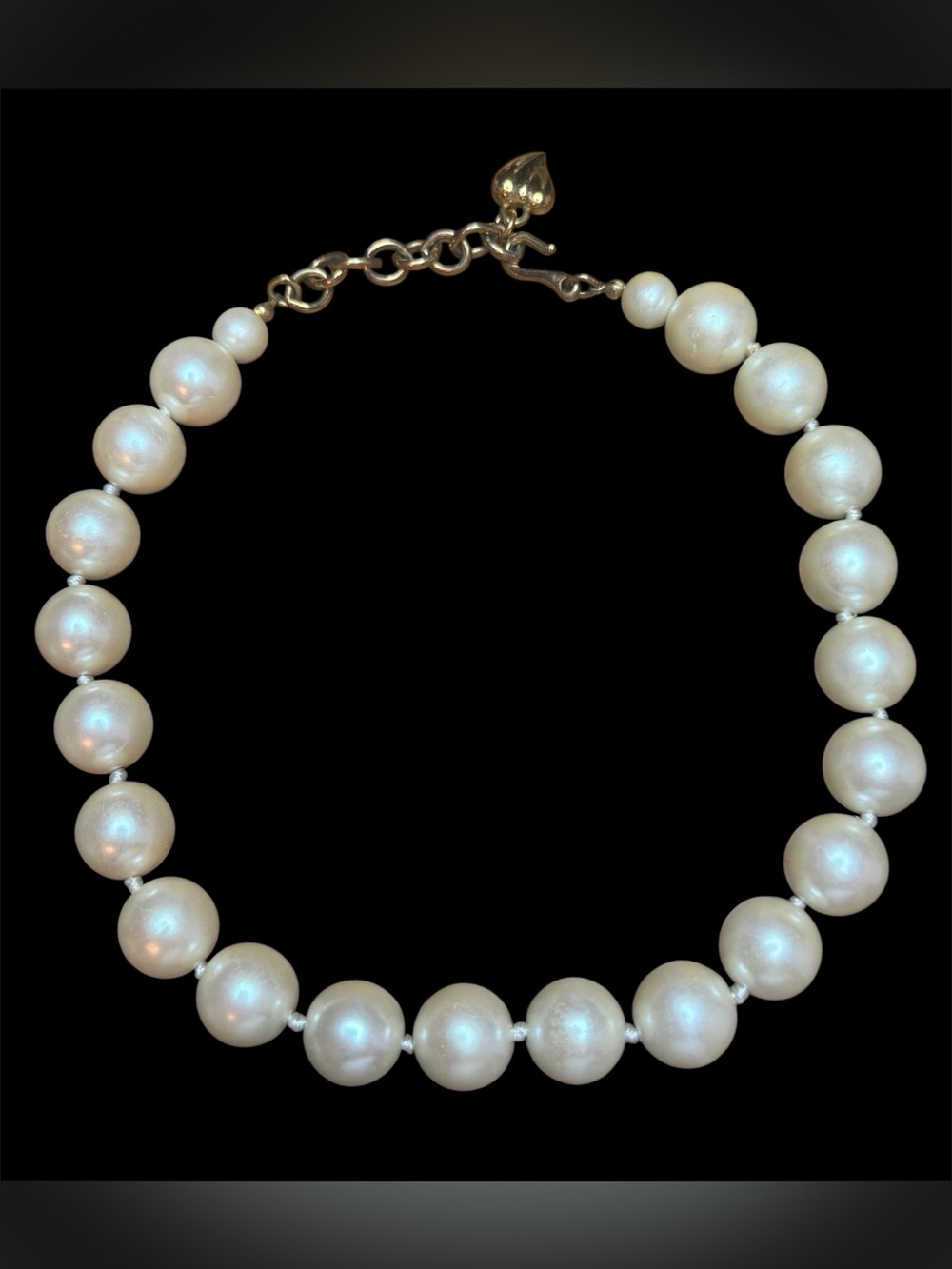 VTG CAROLEE - chunky 1/2" pearl - 17" necklace w/gold-tone adjustable chain EUC!